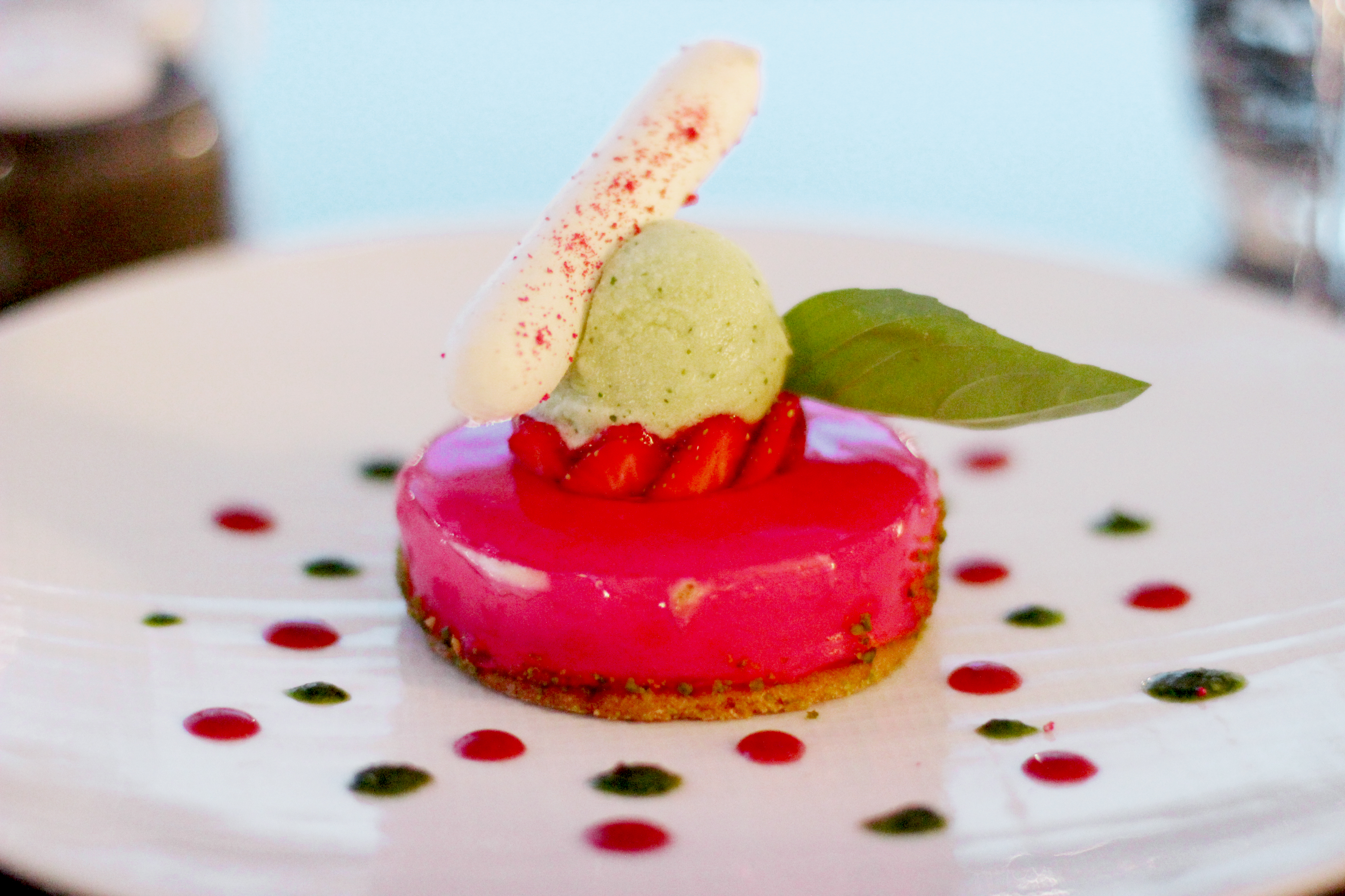 Strawberry Panna Cotta with Basil Sorbet